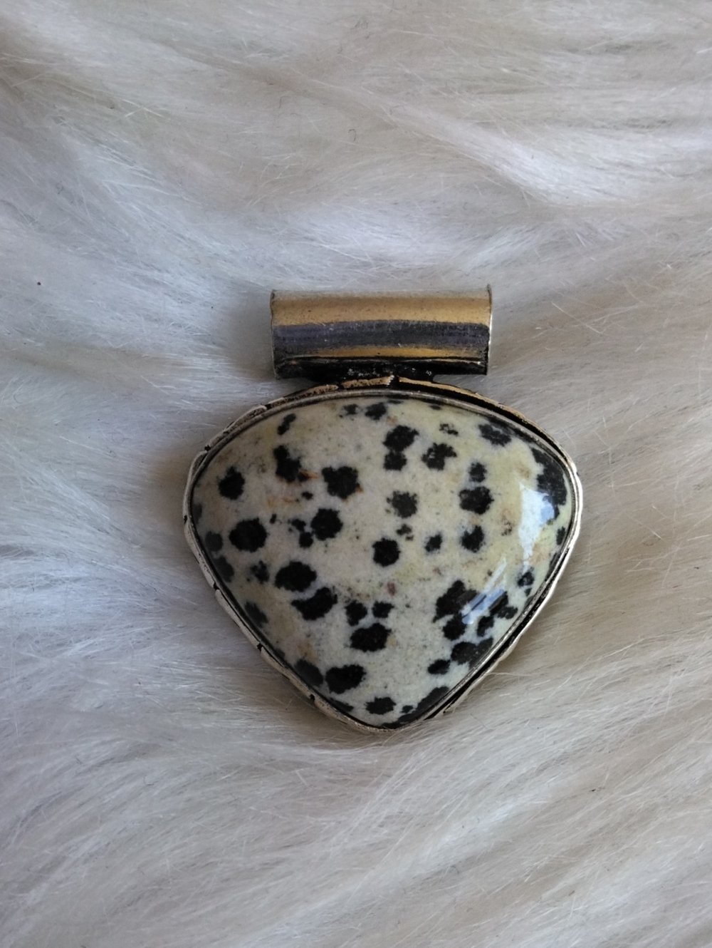 Dalmatian Jasper Silver Plated Gemstone Necklace Pendant